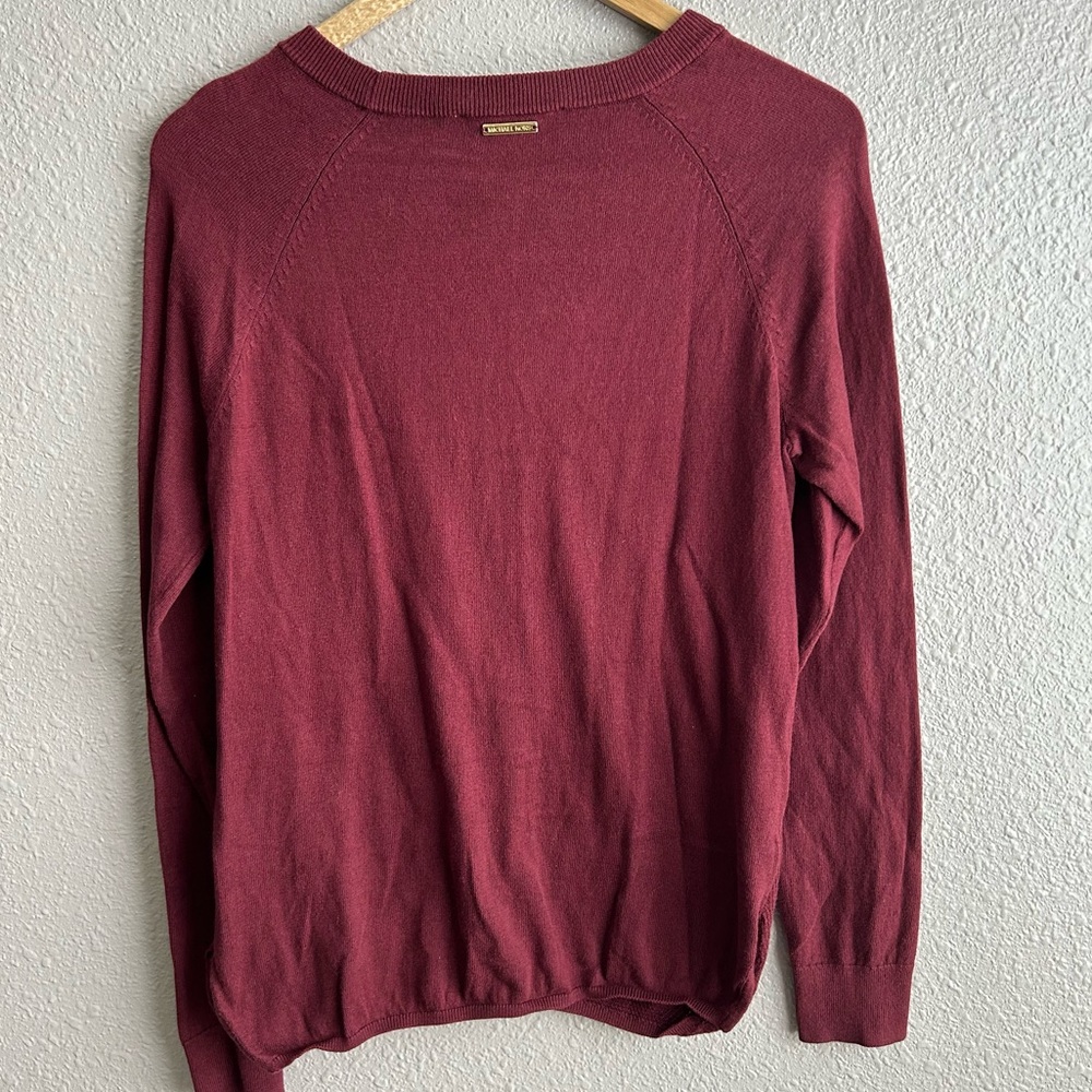 Michael Kors‎ soft cotton blend burgundy split hem long sleeve sweater blouse - Picture 2 of 10